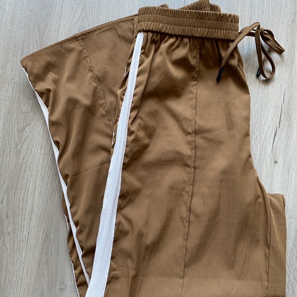 Women Brown Track Pants with White Stripe